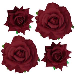 lot 2455 image: Topbuti Rose Hair Clip Flower Hairpin 4-Piece Set Dark Red