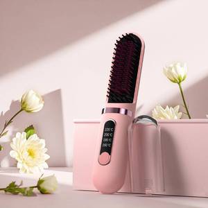 lot 2469 image: Cordless Hair Straightener Brush USB Rechargeable