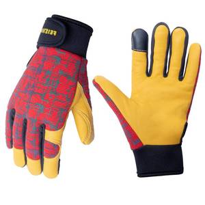 lot 2475 image: FEISHDEK Kids Genuine Leather Work Gloves Size M Red