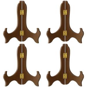 lot 2513 image: Tatuo Wooden Display Stand Plate Holder Easels, 4-Pack, 7 Inch