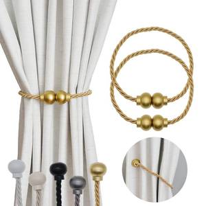lot 2515 image: HIASTRA Magnetic Curtain Tiebacks Gold 2-Pack