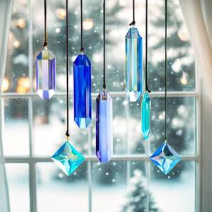 lot 2516 image: HDCRYSTALGIFTS Crystal Prisms Suncatcher 7-Piece Set