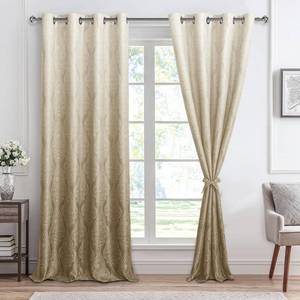 lot 2545 image: Hiasan Ombre Damask Blackout Curtains Taupe 52W x 96L