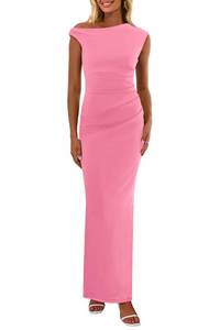 lot 2569 image: PRETTYGARDEN Womens One Shoulder Maxi Dress, Small, Pink