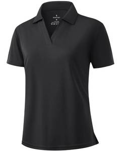 lot 2581 image: SANTINY V-Neck Golf Polo Shirt Short Sleeve, Black, L