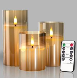 lot 5174 image: Tyawon LED Flameless Candles with Remote Control, Pack of 3