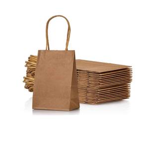lot 6146 image: AWELL Mini Kraft Paper Bag with Handle, Pack of 24