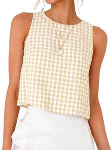 lot 6156 image: IDEALSANXUN Womens Gingham Tank Top Sleeveless,  XS