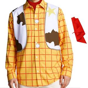 lot 6190 image: Poboola Mens Cowboy Shirt Costume Plaid Yellow Smalll