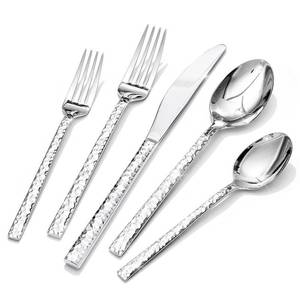 lot 6192 image: Kingstone 40-Piece Hammered Stainless Steel Flatware Set