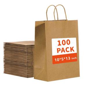 lot 7514 image: Vanhel Kraft Paper Bags 100Pc 10x5x13in Brown