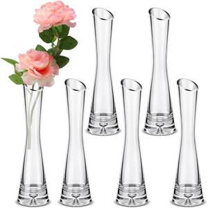 lot 7520 image: Lallisa Glass Bud Vases, Set of 6, 7.87 Inch
