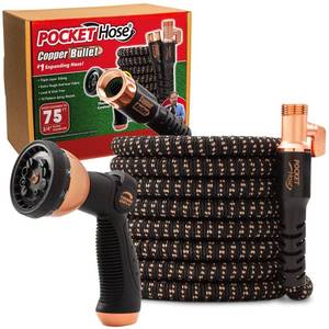 lot 7545 image: Pocket Hose Copper Bullet 75 FT Expandable Garden Hose