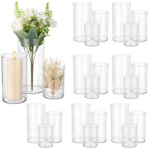 lot 7553 image: Dormiya Cylinder Vases Set, 24-Piece Clear Plastic