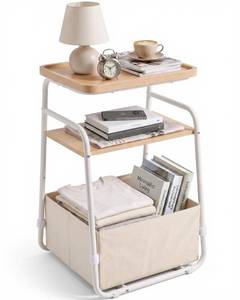 lot 7555 image: Faesun 3-Tier End Table with Storage Basket