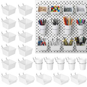 lot 7556 image: Pegboard Bins and Hooks Set, 20-Piece