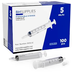 lot 7558 image: BH Supplies 5ml Oral Syringe with Cap - 100 Pack