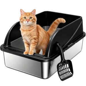 lot 7575 image: OneBug Stainless Steel Cat Litter Box Medium
