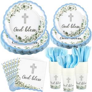 lot 7578 image: Willinglong Baptism Disposable Tableware Set, 175 Pc