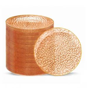 lot 7594 image: Clear Gold Plastic Plates 7 Inch 100 Pcs