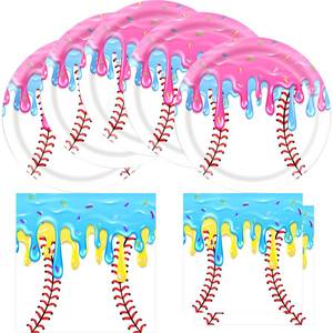 lot 8001 image: Baseball Party Plates and Napkins Set, 40-Piece