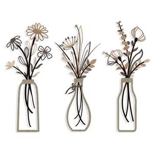 lot 8019 image: Pigort 3-Piece Metal Flower Wall Art - 6x13.7 inch