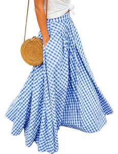 lot 8036 image: Mansy Womens Gingham Plaid Maxi Skirt Large