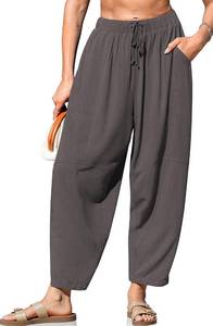 lot 8039 image: TARSE Womens Linen Harem Pants Dark Gray