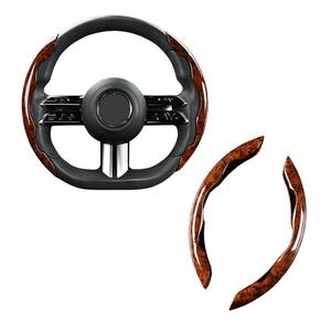 lot 8040 image: AUCELI Steering Wheel Cover Wood Grain 14.5-15 Inch