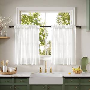 lot 8060 image: Anmao Semi-Sheer Kitchen Curtains 25W x 36L 2-Panel