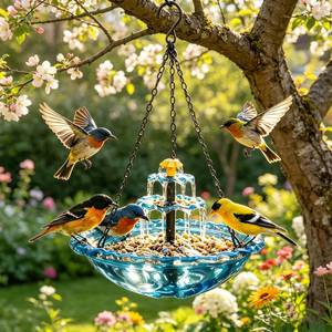 lot 8076 image: LILITUAN Hanging Solar Bird Bath Fountain