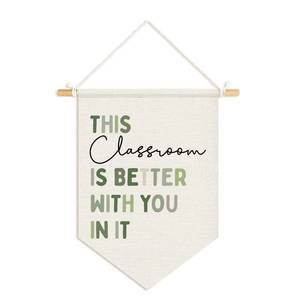 lot 8080 image: Dilemat Green Classroom Banner with Wooden Rod