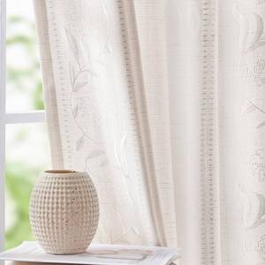 lot 8096 image: Jinchan White Floral Linen Curtains 84 Back Tab 2 Panels