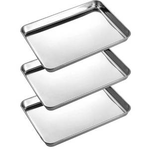 lot 8119 image: LabAider Stainless Steel Instrument Trays 3-Pack