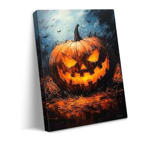 lot 8121 image: gaosoul Canvas Wall Art Jack-o-Lantern 12x16in