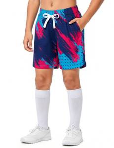 lot 8477 image: Cozople Boys Baseball Shorts Blue Lines Moisture Wicking, M