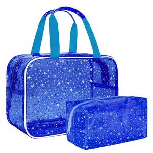 lot 8479 image: Junesters Clear Star Print Waterproof Makeup Bag Set