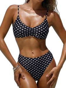 lot 8482 image: MIKETAI Womens High Waisted Polka Dot Bikini Set, LARGE