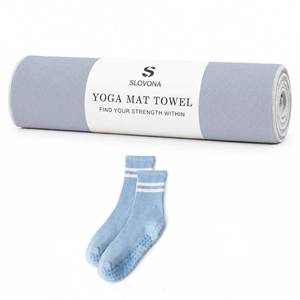 lot 13122 image: SLOVONA Yoga Mat Towel with Grip Socks Lavender Gray