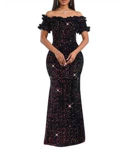 lot 13138 image: Dasmzper Womens Sequin Off-Shoulder Mermaid Maxi Dress