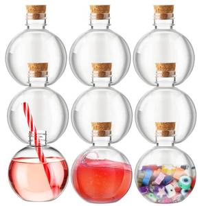 lot 13150 image: Jinei 9-Piece Clear Plastic Potion Bottles with Cork Toppers 8 Oz