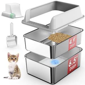 lot 13159 image: Suzzipaws Enclosed Stainless Steel Sifting Litter Box