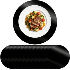 lot 13162 image: Litpoetic Round Black Placemats 13in 25-Count