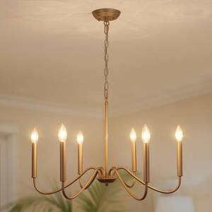 lot 13164 image: Generies 6-Light Gold Chandelier Pendant Fixture