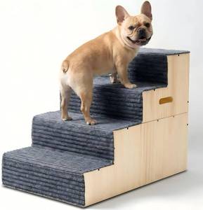 lot 13173 image: Pawisload Wood Dog Stairs 4-Step 24 x 15 x 18