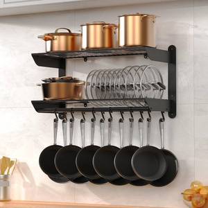 lot 13186 image: Taozun 2-Tier Wall-Mounted Pot Rack 30 Inch