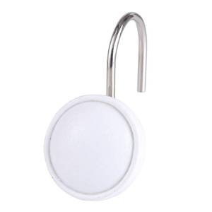 lot 14231 image: Twofishes Ceramic Shower Curtain Hooks, White, Pack of 12