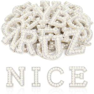 lot 14254 image: Astaron 26 Self-Adhesive Letter Patches Pearl Rhinestone