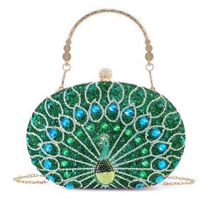 lot 14260 image: YAPAIOU Rhinestone Evening Clutch Purse Green