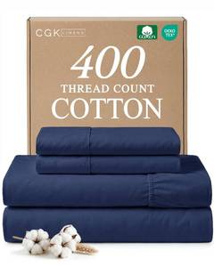 lot 17423 image: CGK Unlimited Full 4 Piece 400 Thread Count Cotton Sheet Set